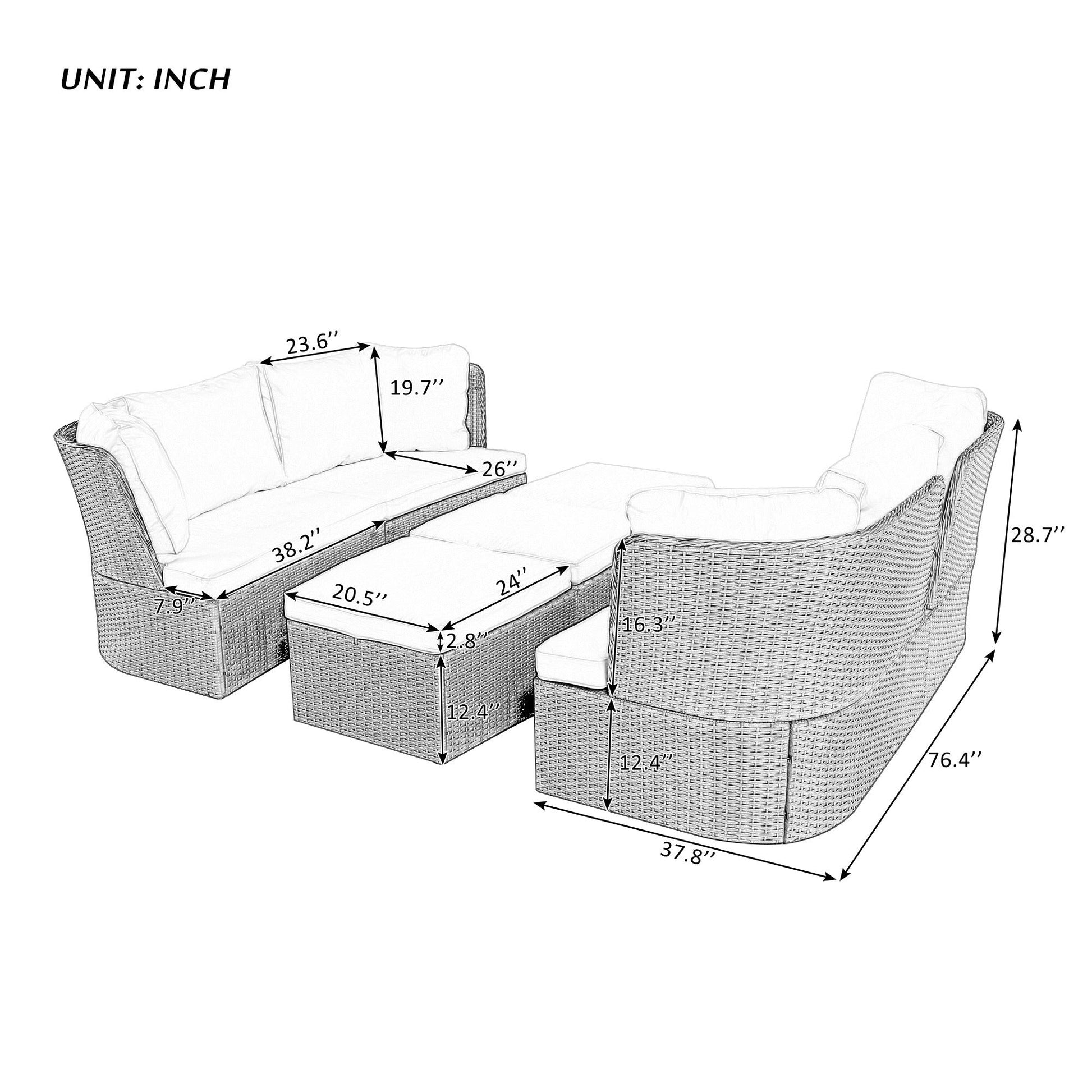 Grand Calypso Outdoor Sofa Set with Coffee Table - Divine Heart L.A.