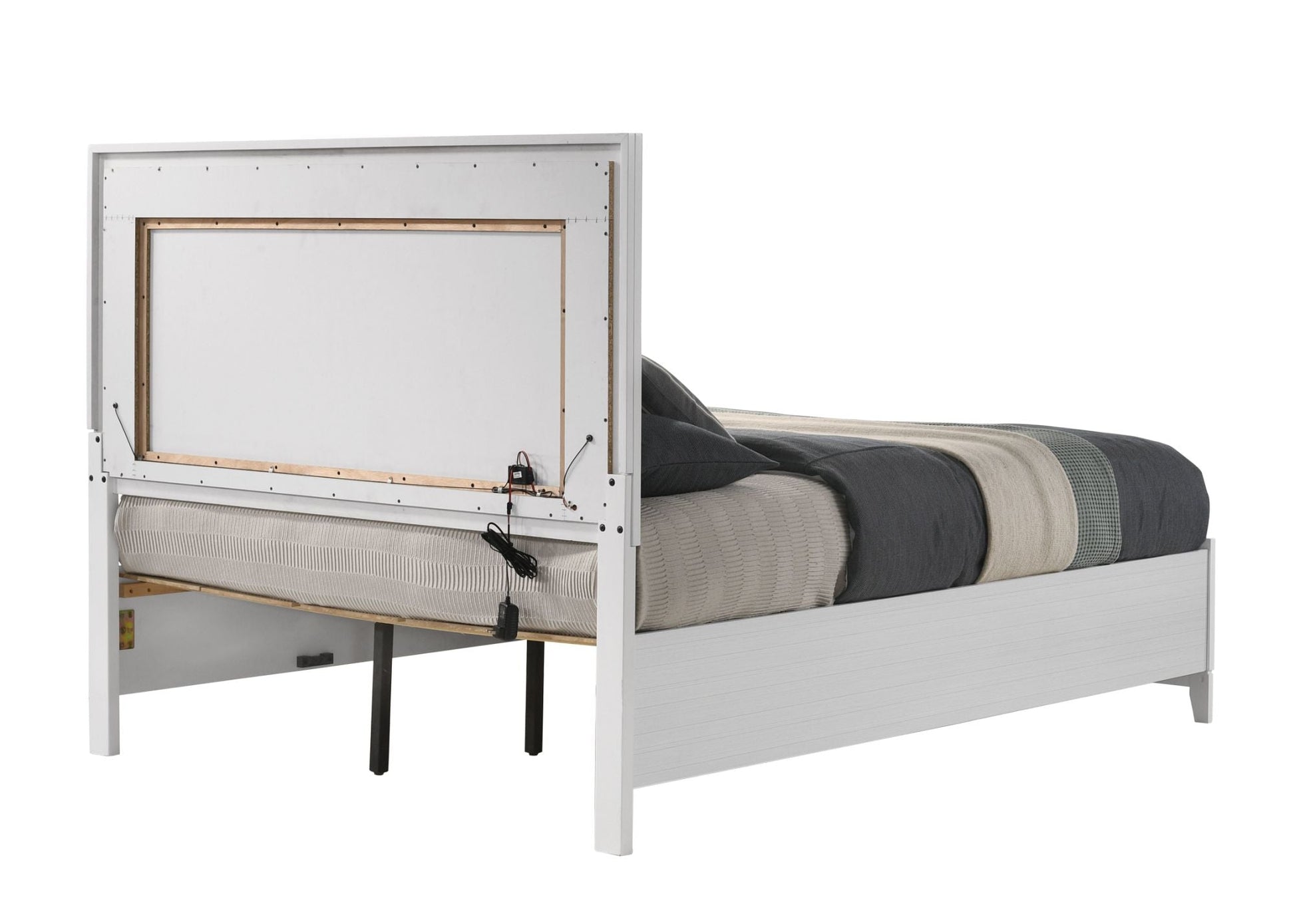 Haiden Eastern King LED Bed w/Storage in White - Divine Heart L.A.