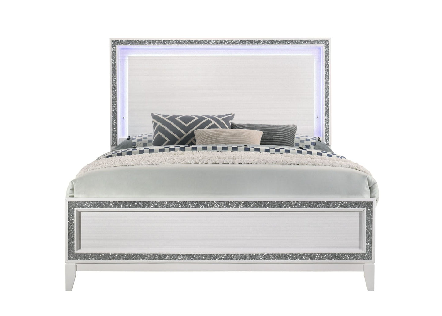 Haiden LED Queen Bed in White - Divine Heart L.A.