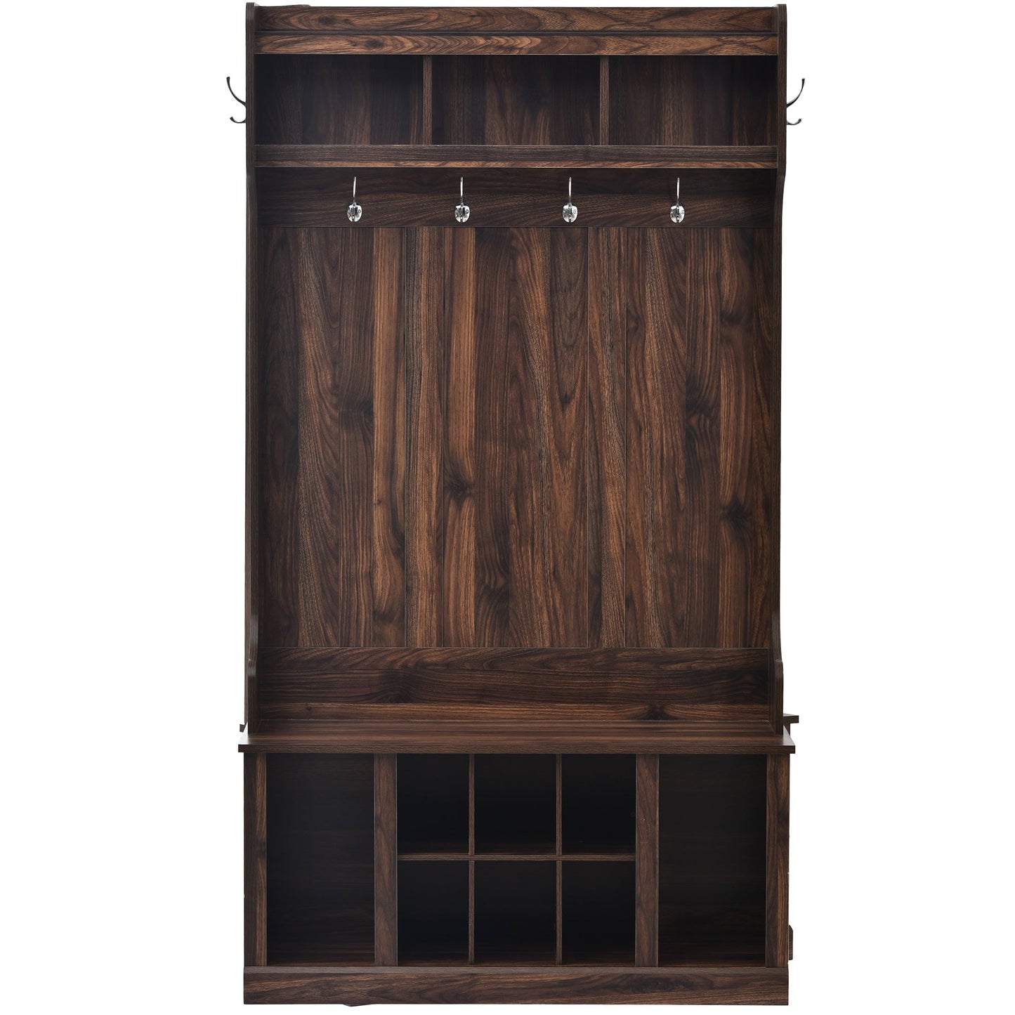 Hall Tree with 6 Hooks , Coat Hanger, Entryway Bench, Storage Bench, 3-in-1 Design, 39.4INCH, for Entrance, Hallway - Divine Heart L.A.