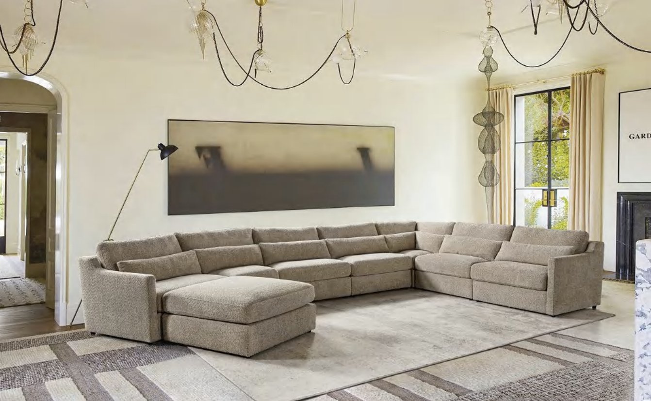 Hampshire Unbleached Linen Modular 7 Piece Sectional - Divine Heart L.A.