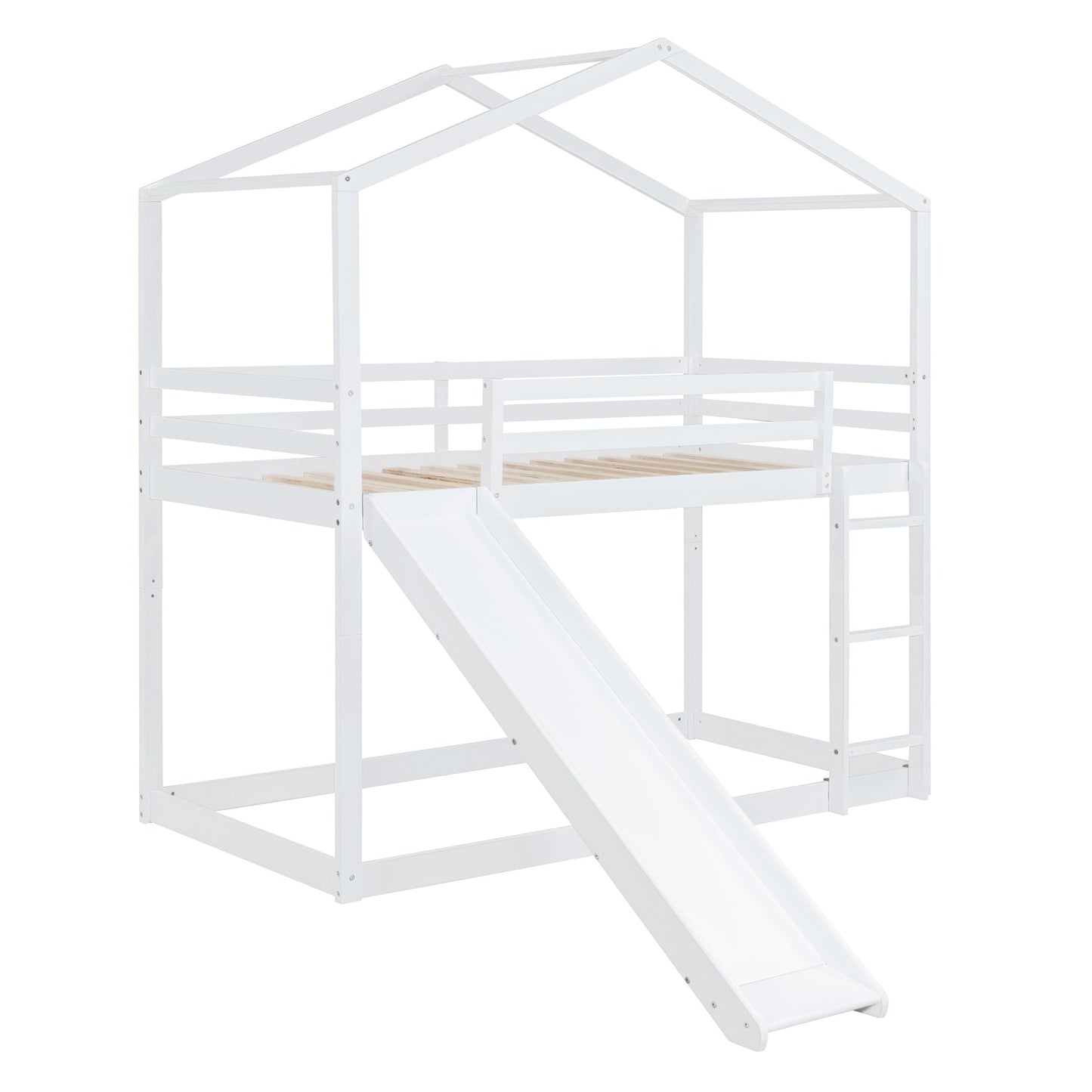 High Loft Twin Bed with Roof, Slide and Ladder - Divine Heart L.A.