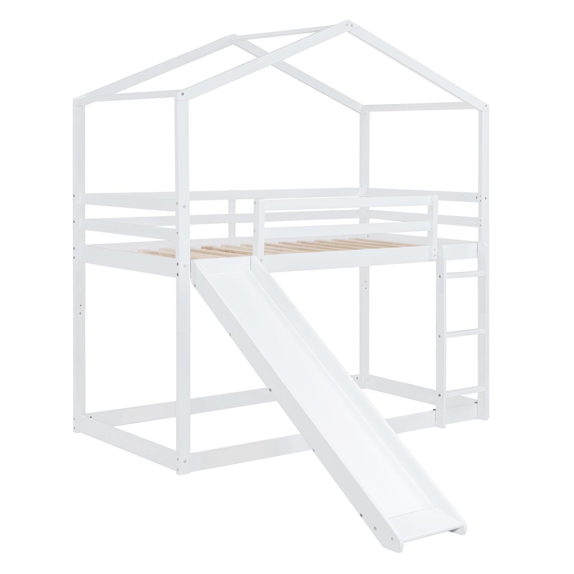 High Loft Twin Bed with Roof, Slide and Ladder - Divine Heart L.A.