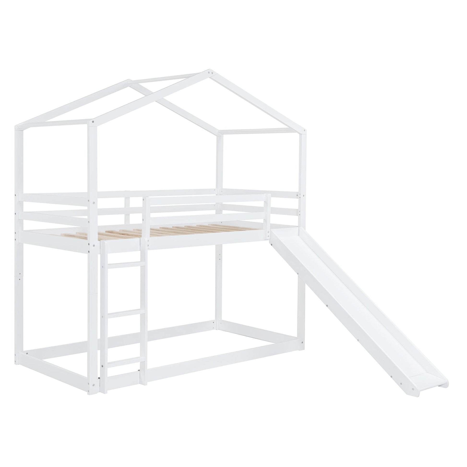 High Loft Twin Bed with Roof, Slide and Ladder - Divine Heart L.A.