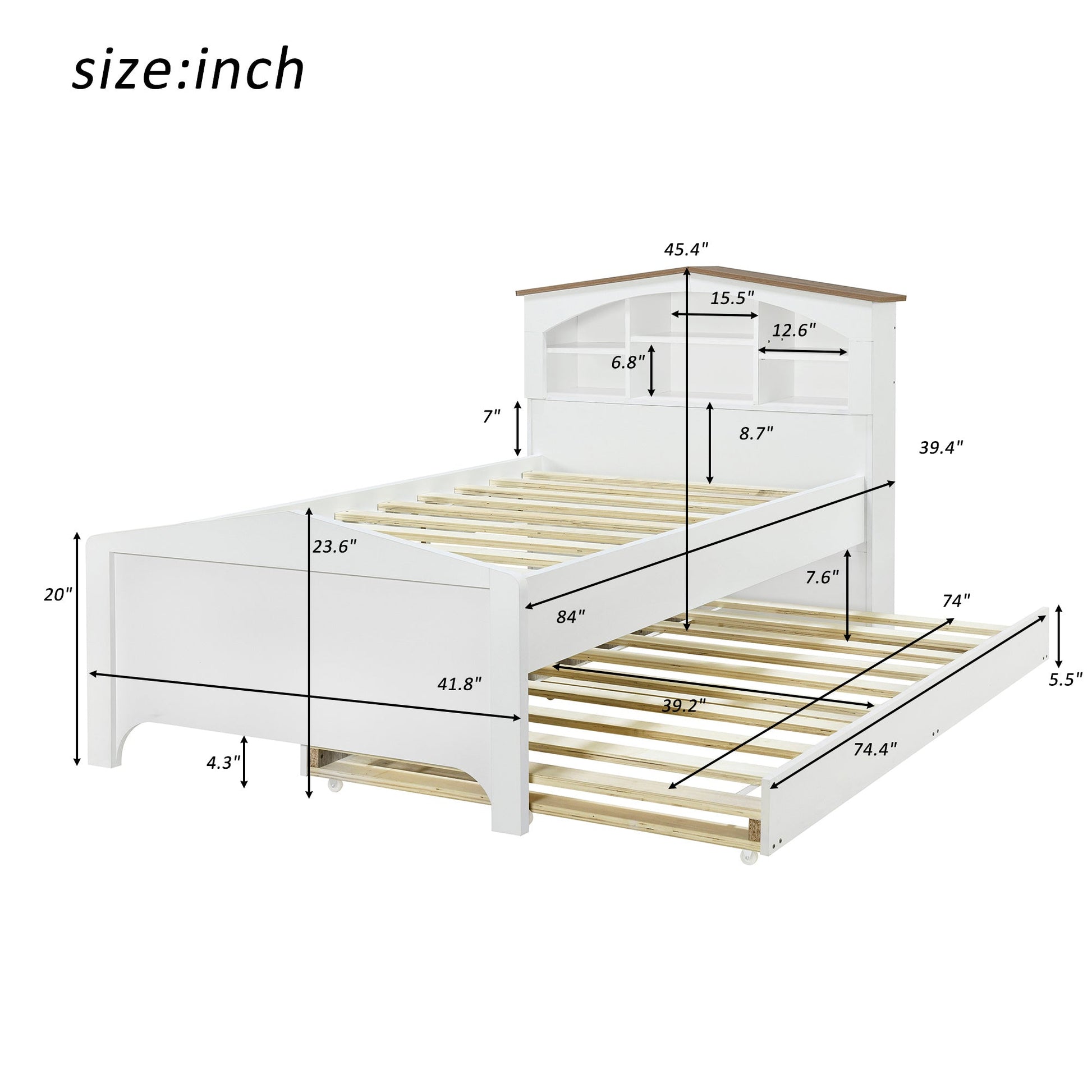 House Shaped Twin Bed with Storage Headboard and Trundle - Divine Heart L.A.