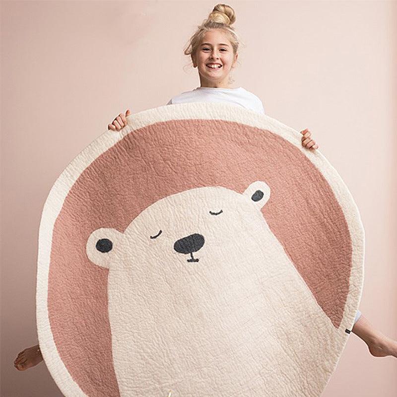 Indifferent Little Bear Round Plush Rug Collection - Divine Heart L.A.