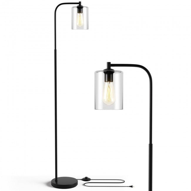 Industrial Floor Lamp with Glass Shade-Black - Divine Heart L.A.