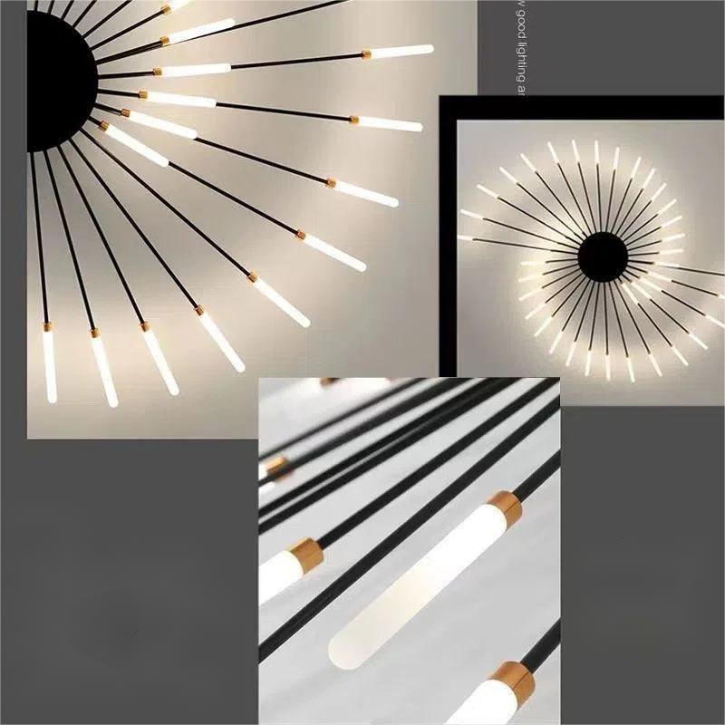 Iron Sunburst Ceiling Light in Black or Gold - Divine Heart L.A.