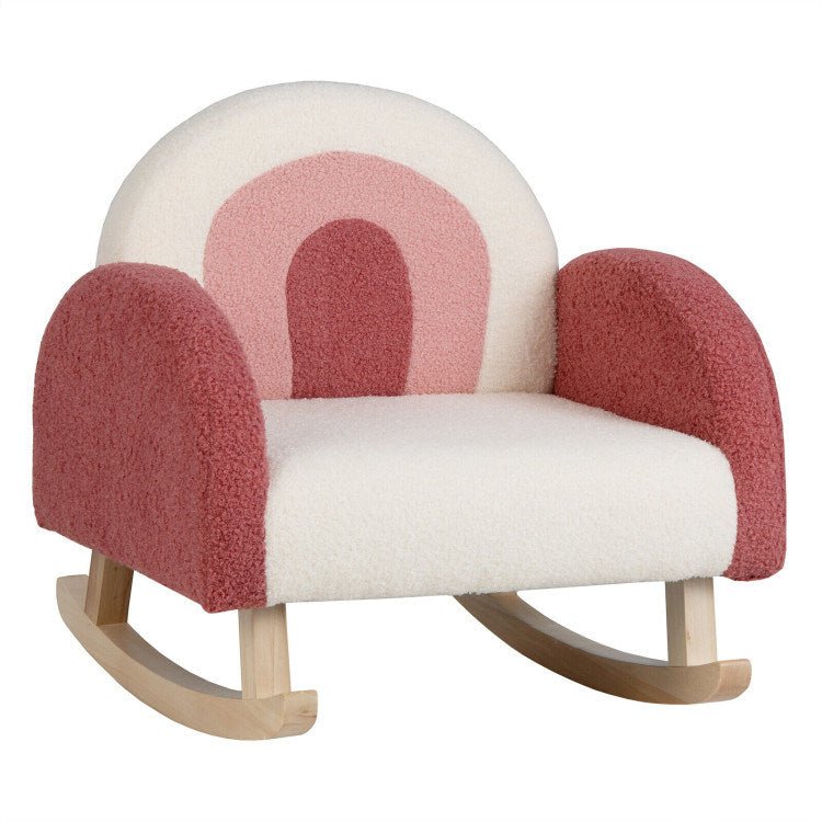 Kids Rocking Chair Children Velvet Upholstered Sofa with Solid Wood Legs - Divine Heart L.A.