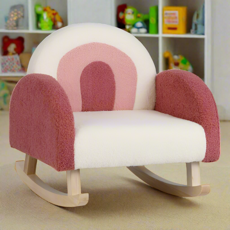 Velvet Upholstered Childrens Rocking Chair