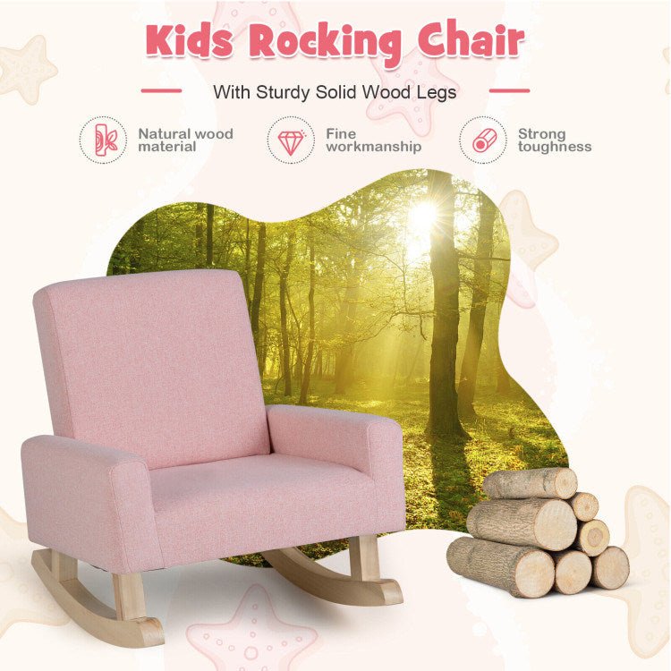 Kids Rocking Chair with Solid Wood Legs - Divine Heart L.A.