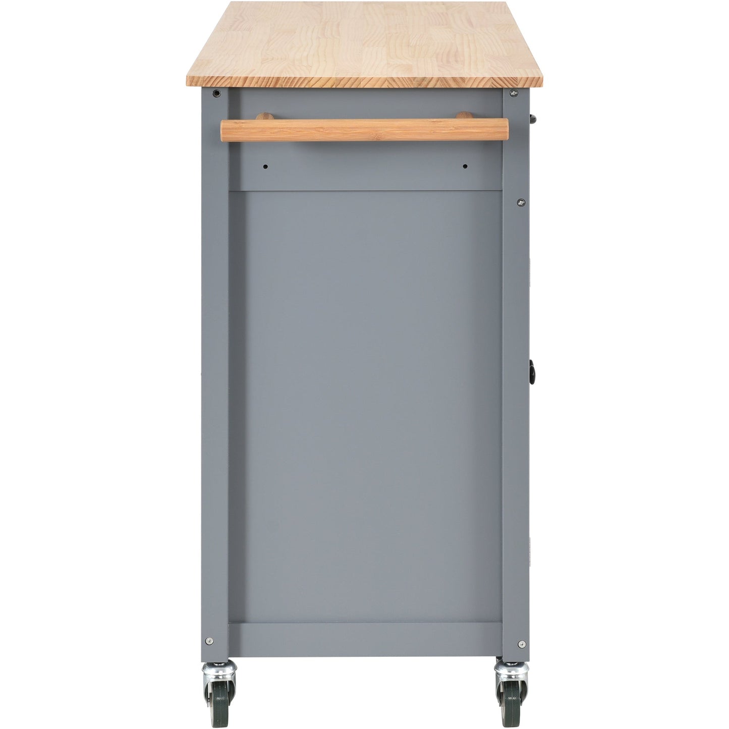 Kitchen Island Cart with Solid Wood Top and Locking Wheels,54.3 Inch Width,4 Door Cabinet and Two Drawers,Spice Rack, Towel Rack (Grey Blue) - Divine Heart L.A.