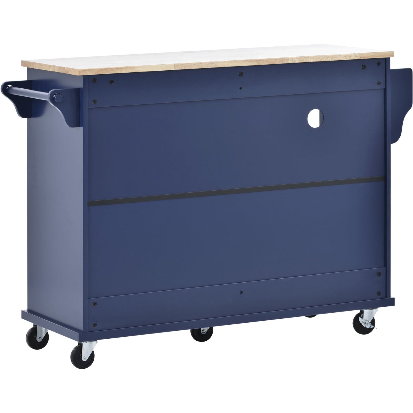 Kitchen Island Cart with Storage Cabinet and Two Locking Wheels,Solid wood desktop,Microwave cabinet,Floor Standing Buffet Server Sideboard for Kitchen Room,Dining Room,, Bathroom(Dark blue) - Divine Heart L.A.