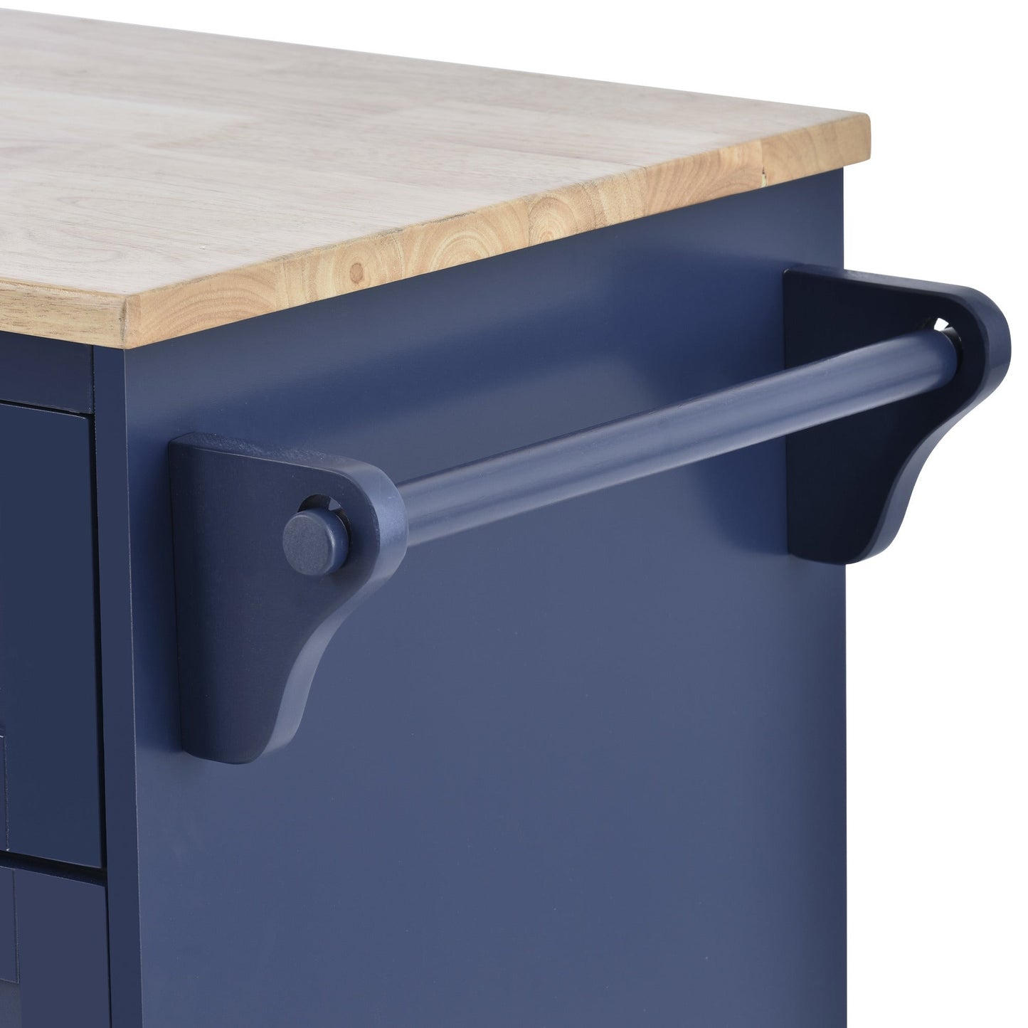 Kitchen Island Cart with Storage Cabinet and Two Locking Wheels,Solid wood desktop,Microwave cabinet,Floor Standing Buffet Server Sideboard for Kitchen Room,Dining Room,, Bathroom(Dark blue) - Divine Heart L.A.