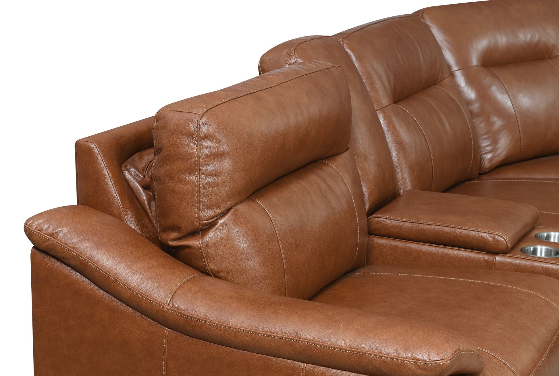 Leather Sectional Collection - Whiskey Coach Top-Grain Leather - Style and Spacious Seating - Divine Heart L.A.