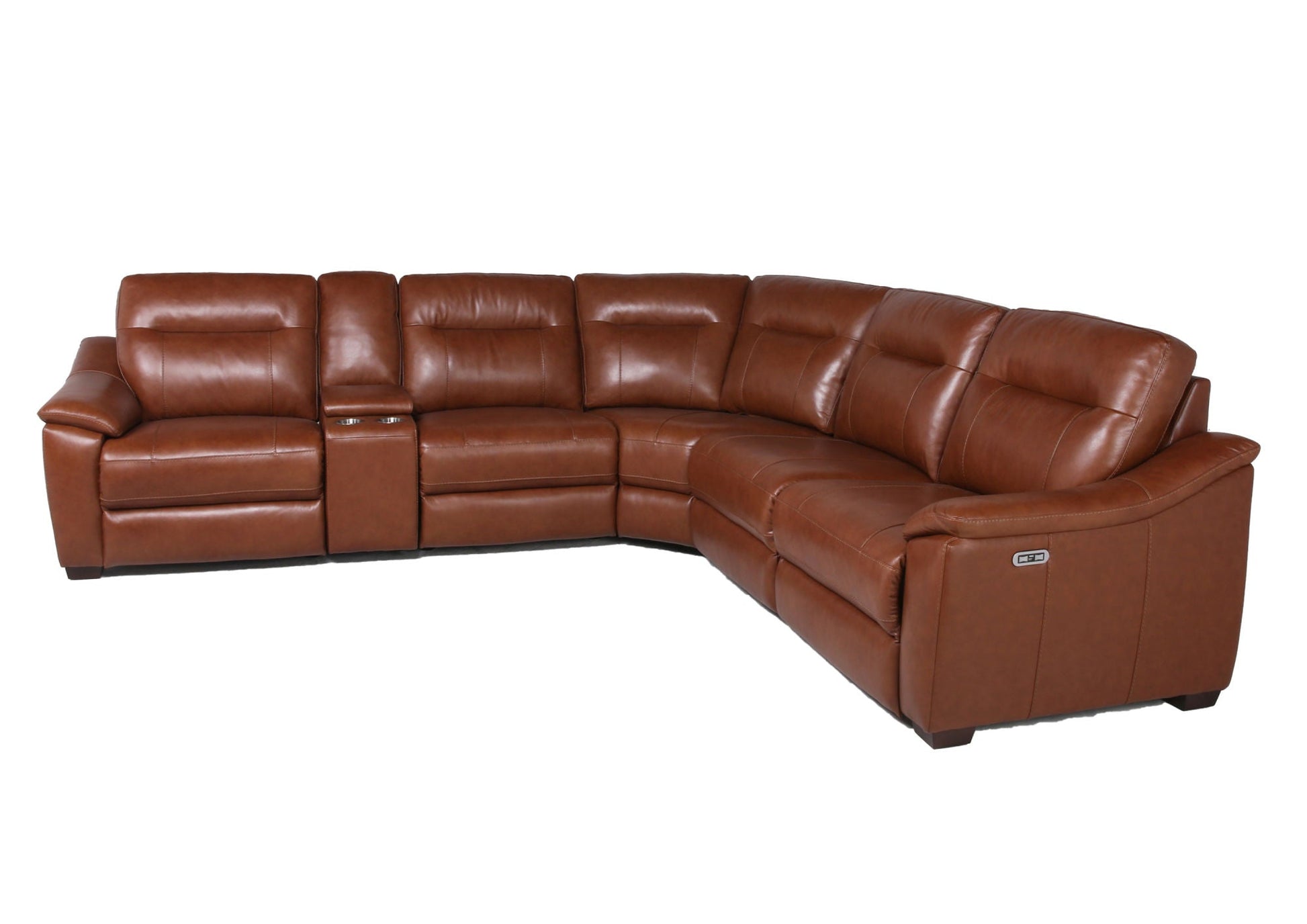 Leather Sectional Collection - Whiskey Coach Top-Grain Leather - Style and Spacious Seating - Divine Heart L.A.