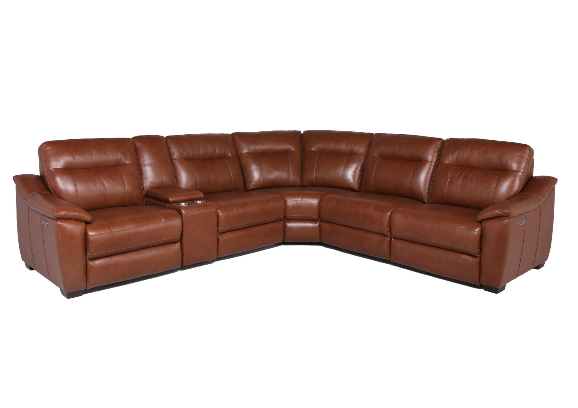 Leather Sectional Collection - Whiskey Coach Top-Grain Leather - Style and Spacious Seating - Divine Heart L.A.