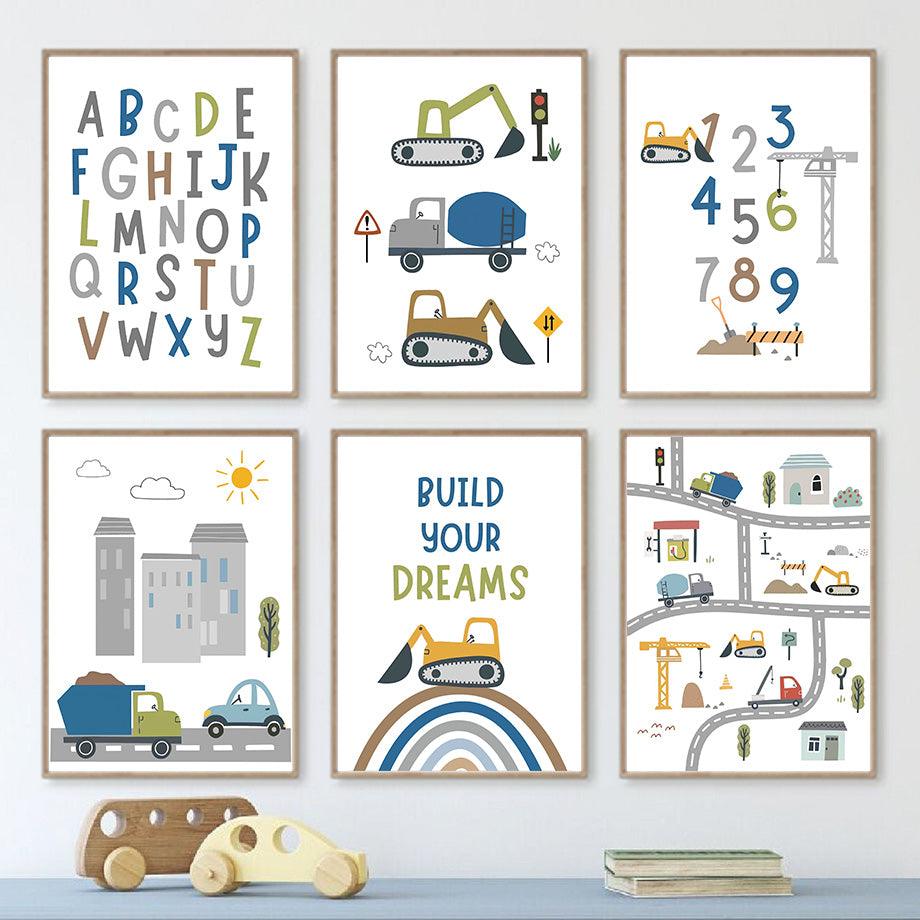 Lil Builder Forklift & Crane Collection of Wall Art - Divine Heart L.A.