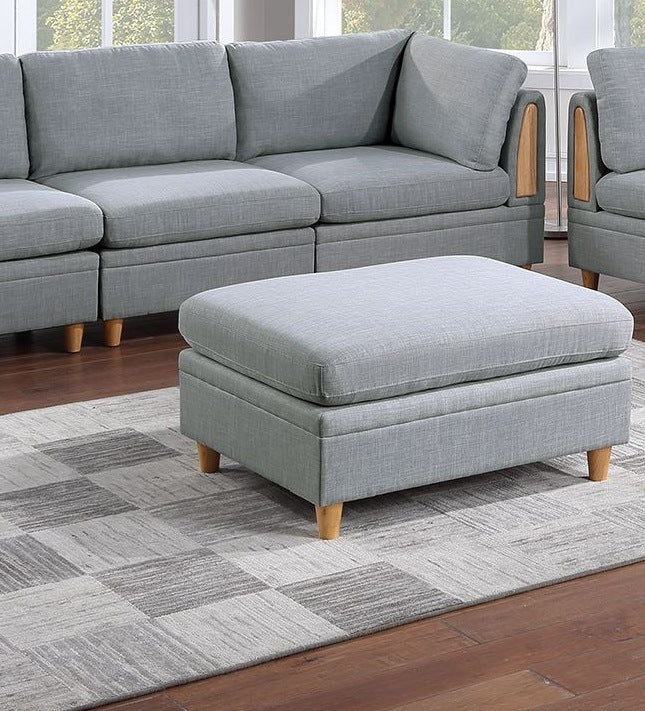 Living Room Furniture 7pc Modular Sofa Set Light Grey Dorris Fabric Couch 4x Corner Wedges 2x Armless Chair And 1x Ottoman - Divine Heart L.A.