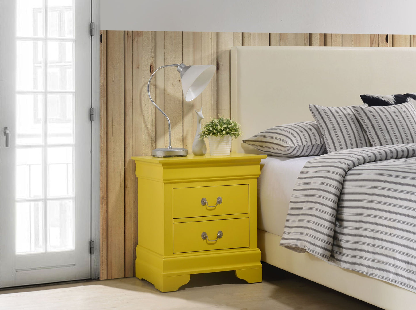 Louis Philippe 2 Drawer Nightstand in Yellow - Divine Heart L.A.