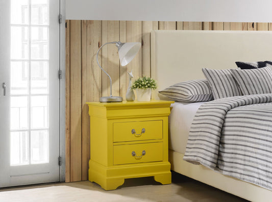 Louis Philippe 2 Drawer Nightstand in Yellow - Divine Heart L.A.