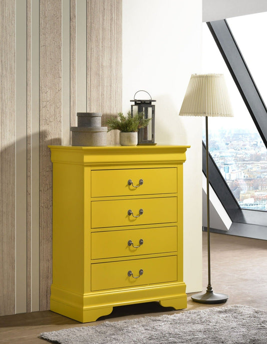 Louis Philippe 4 Drawer Chest in Yellow - Divine Heart L.A.