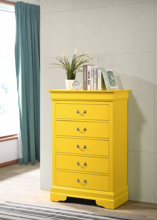 Louis Philippe 5 Drawer Chest in Yellow - Divine Heart L.A.