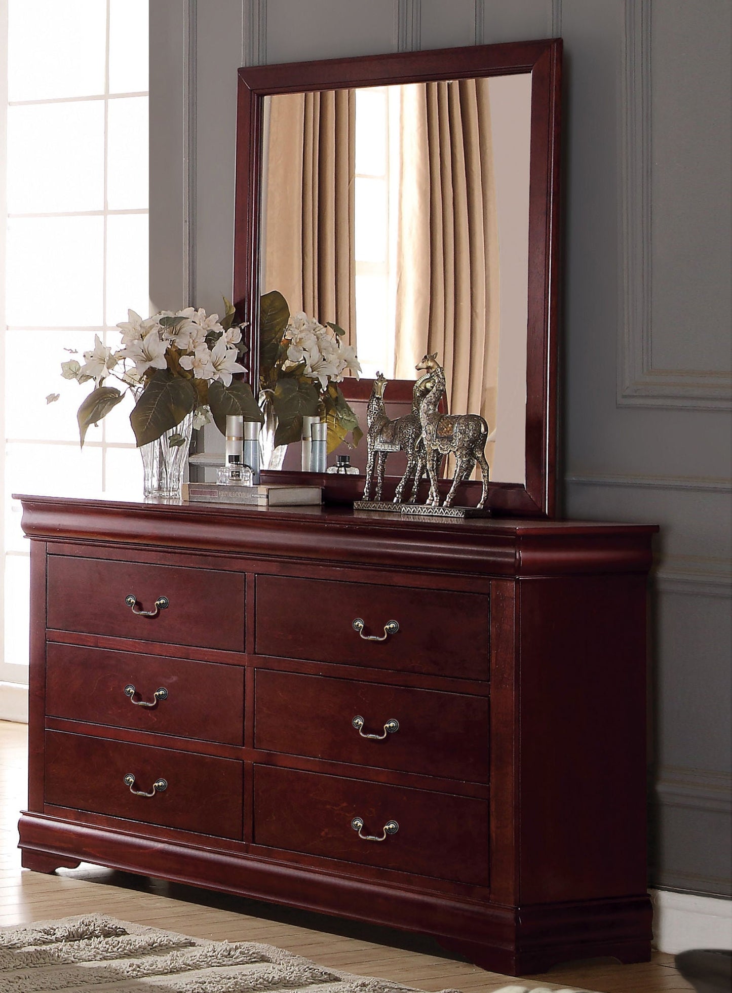 Louis Philippe 6 Drawer Dresser in Cherry - Divine Heart L.A.