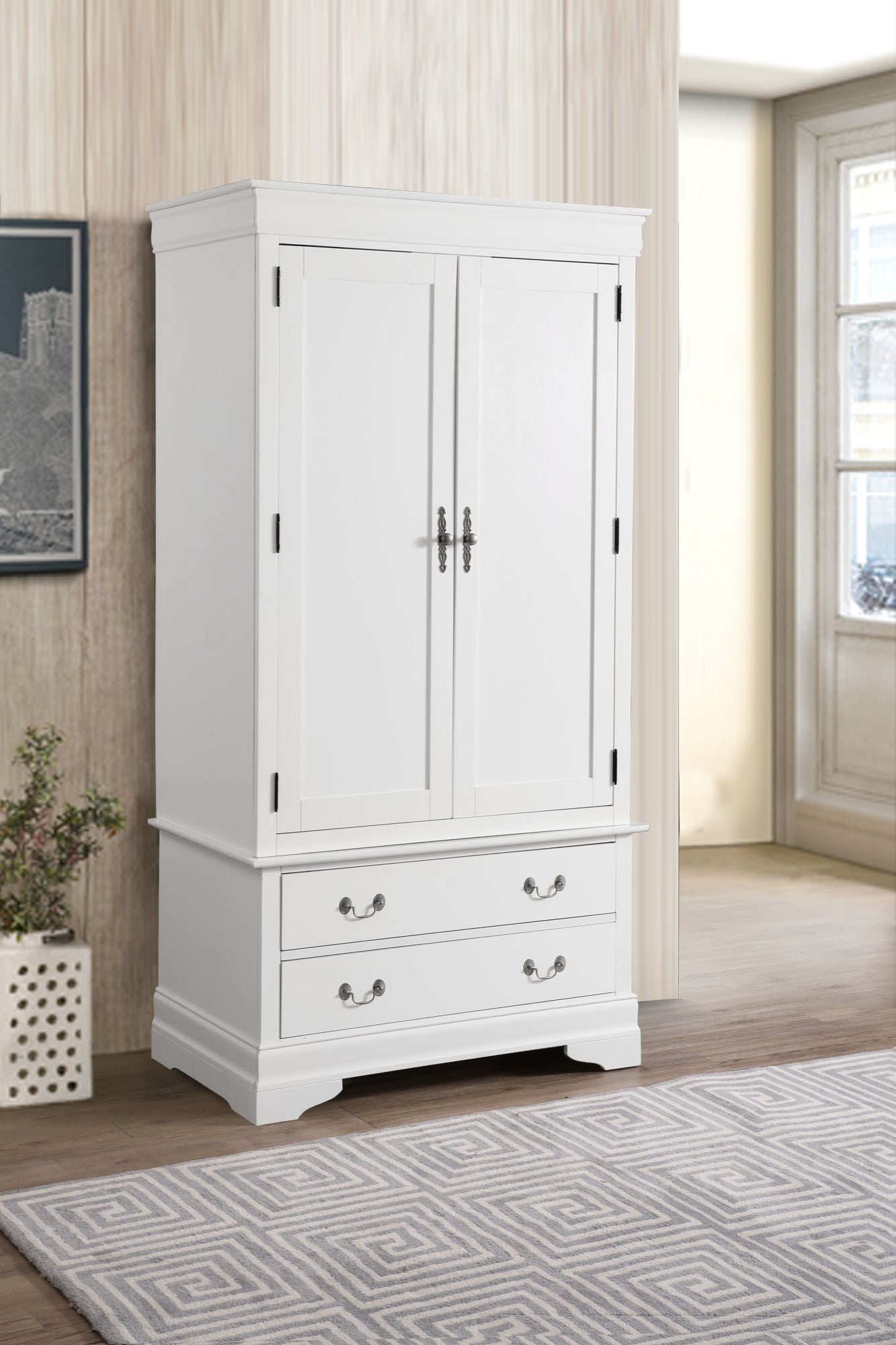 Louis Philippe Classic Armoire in White - Divine Heart L.A.