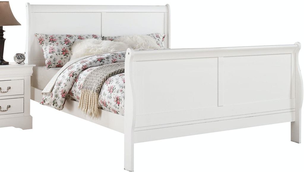 Louis Philippe III Queen Bed in White - Divine Heart L.A.