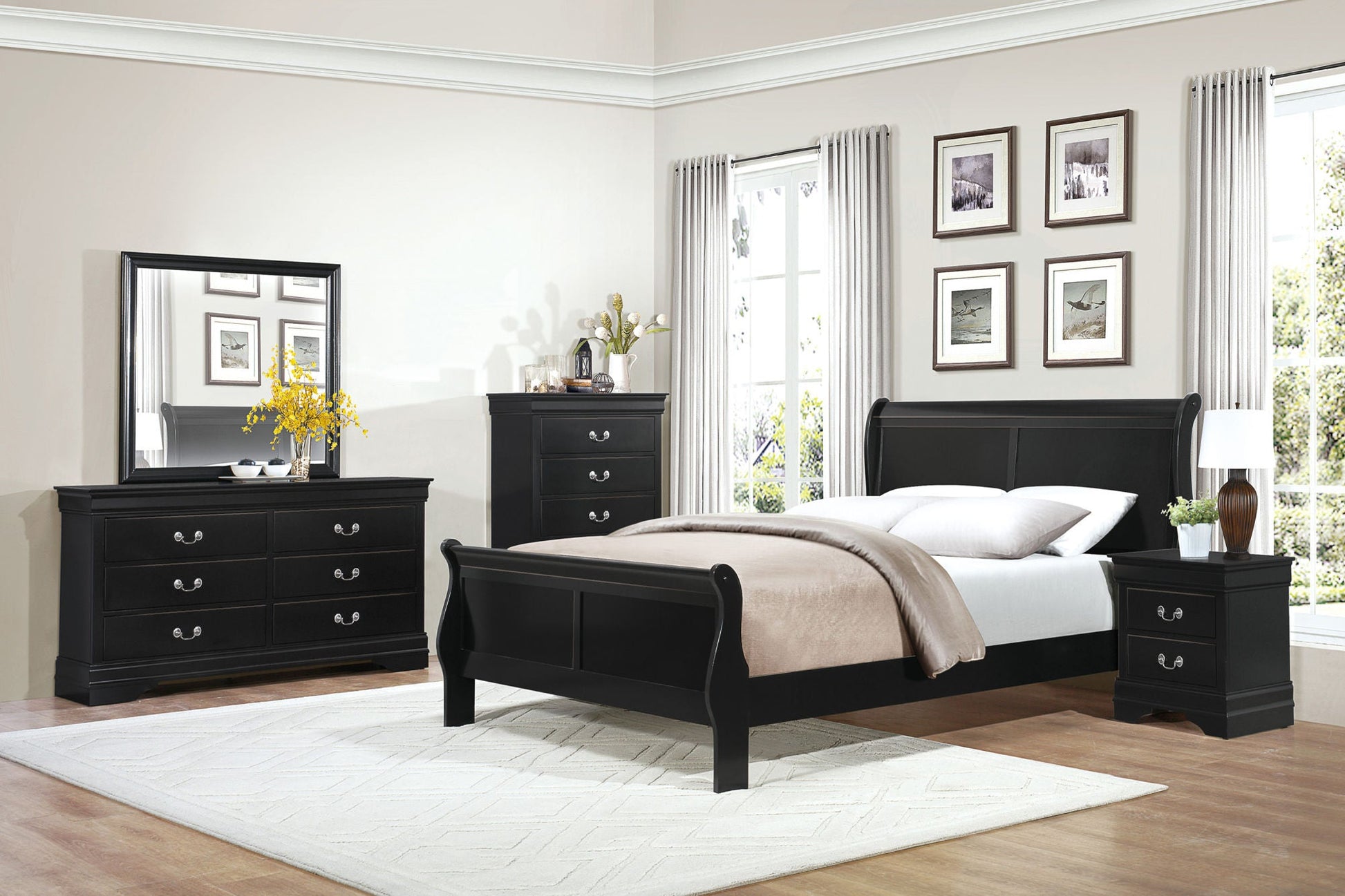 Louis Philippe Queen Size Sleigh Bed - Divine Heart L.A.