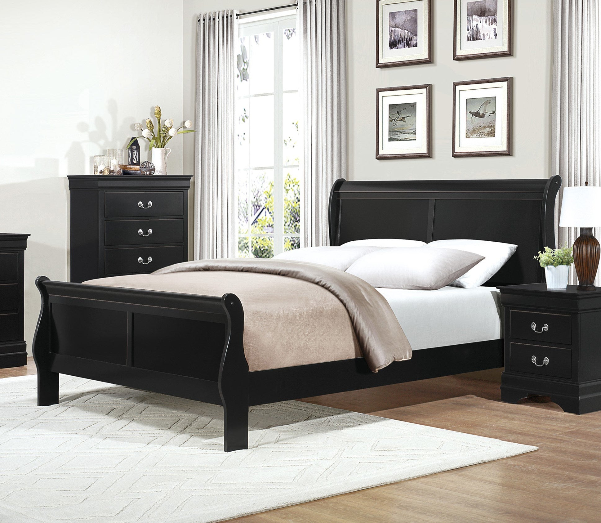 Louis Philippe Queen Size Sleigh Bed - Divine Heart L.A.