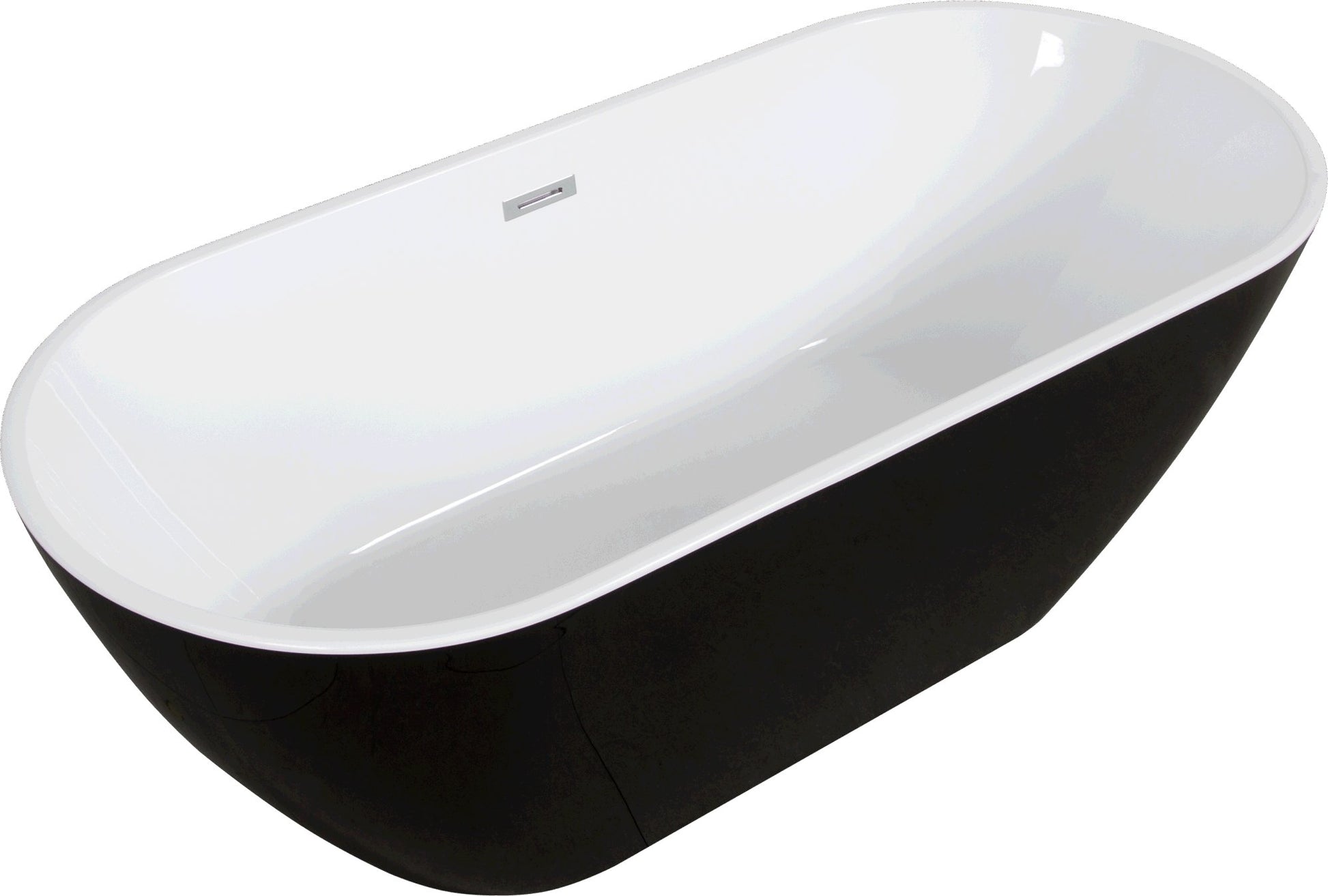 Lustrous Black Acrylic Freestanding Soaking Bathtub with Chrome Overflow and Drain, cUPC Certified 22A09 - 60B - Divine Heart L.A.