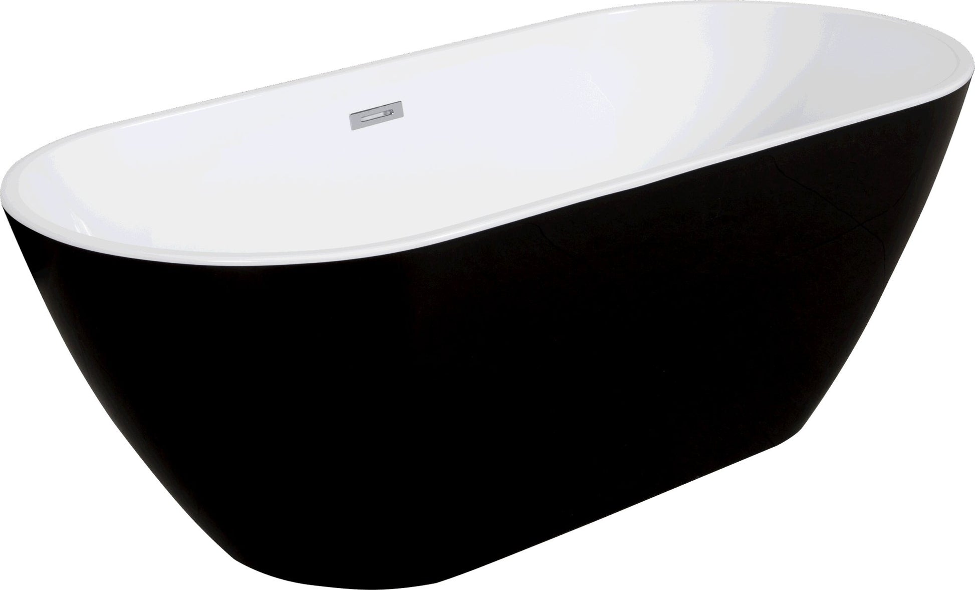 Lustrous Black Acrylic Freestanding Soaking Bathtub with Chrome Overflow and Drain, cUPC Certified 22A09 - 60B - Divine Heart L.A.