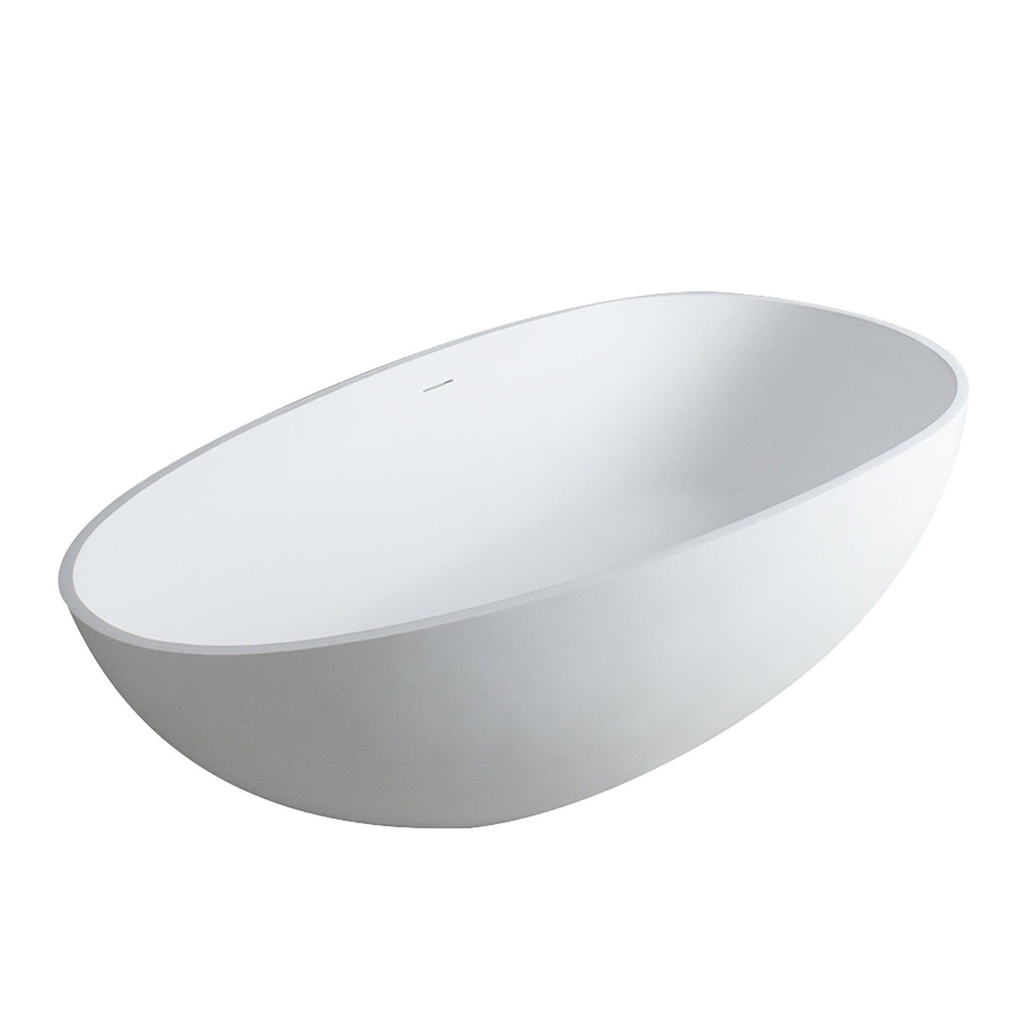 Luxury Handcrafted Stone Resin Freestanding Soaking Bathtub with Overflow in Matte White, cUPC Certified - 24S02 - 67MW - Divine Heart L.A.