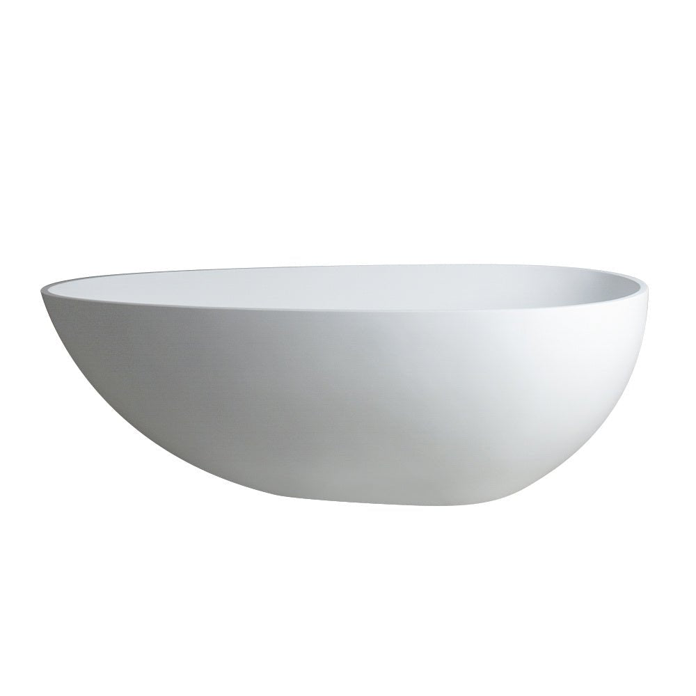 Luxury Handcrafted Stone Resin Freestanding Soaking Bathtub with Overflow in Matte White, cUPC Certified - 24S02 - 67MW - Divine Heart L.A.