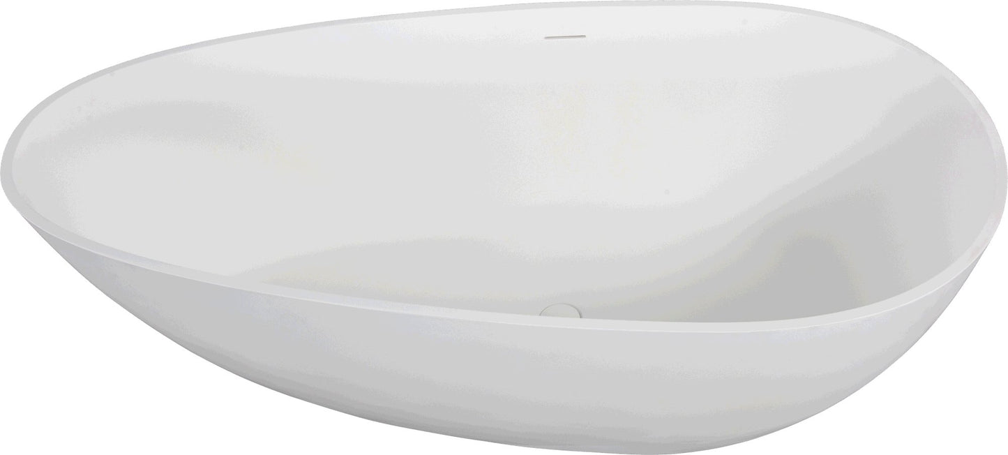 Luxury Handcrafted Stone Resin Freestanding Soaking Bathtub with Overflow in Matte White, cUPC Certified - 24S02 - 67MW - Divine Heart L.A.