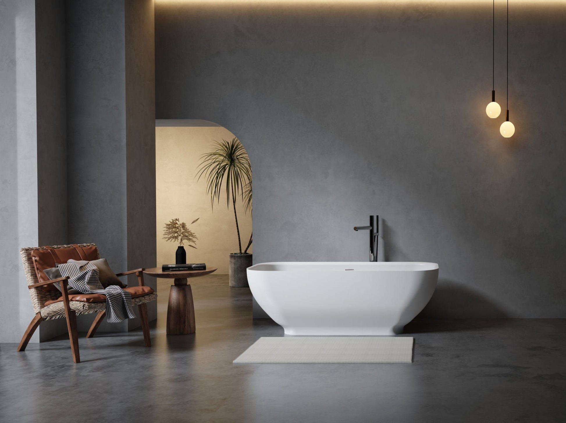 Luxury Solid Surface Freestanding Soaking Bathtub with Overflow and Drain in Matte White, cUPC Certified - 67*29.5 22S04-67-2 - Divine Heart L.A.