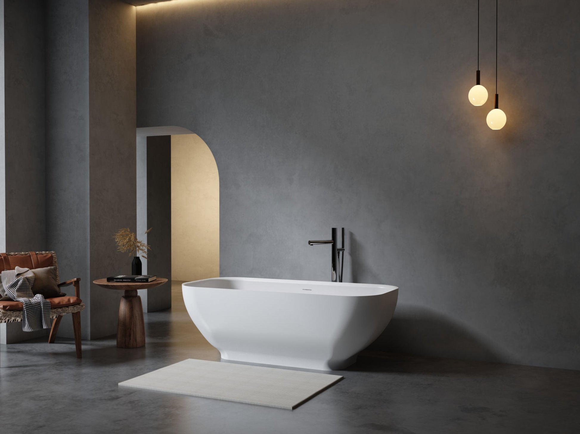 Luxury Solid Surface Freestanding Soaking Bathtub with Overflow and Drain in Matte White, cUPC Certified - 67*29.5 22S04-67-2 - Divine Heart L.A.