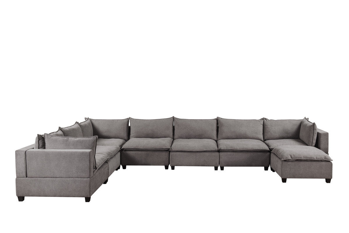 Madison 194" Light Gray Fabric 8 Piece Modular Sectional Sofa Chaise - Divine Heart L.A.