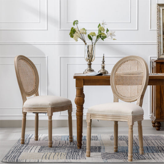 Marie II Oval Rattan Back Dining Chair Set of 2 - Divine Heart L.A.