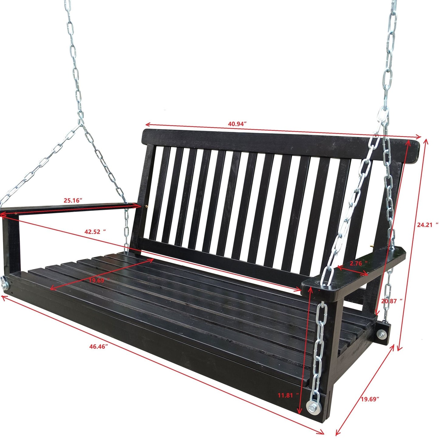 Martika Wooden Bench Swing with Hanging Chains - Divine Heart L.A.