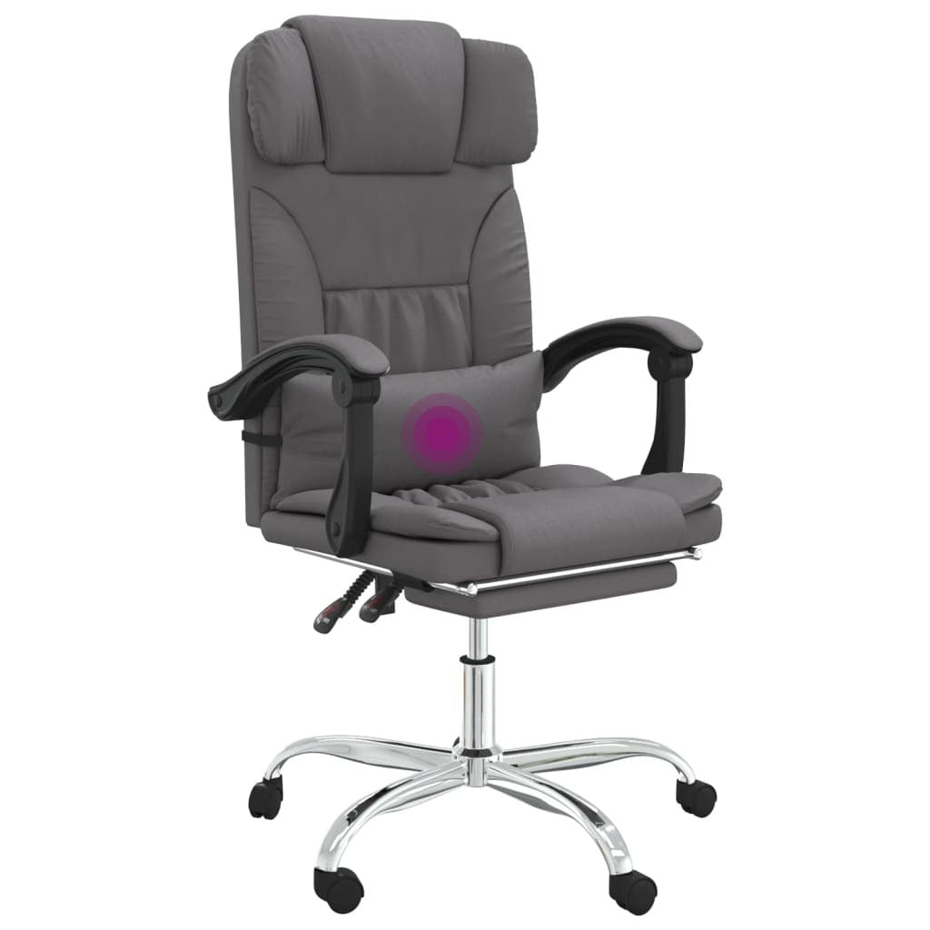 Massage Reclining Office Chair Gray Faux Leather - Divine Heart L.A.