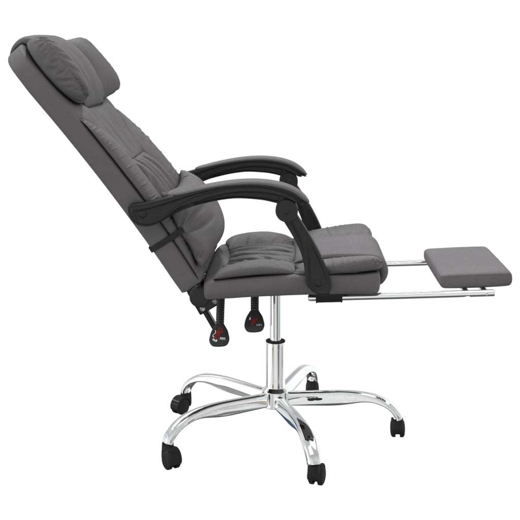 Massage Reclining Office Chair Gray Faux Leather - Divine Heart L.A.