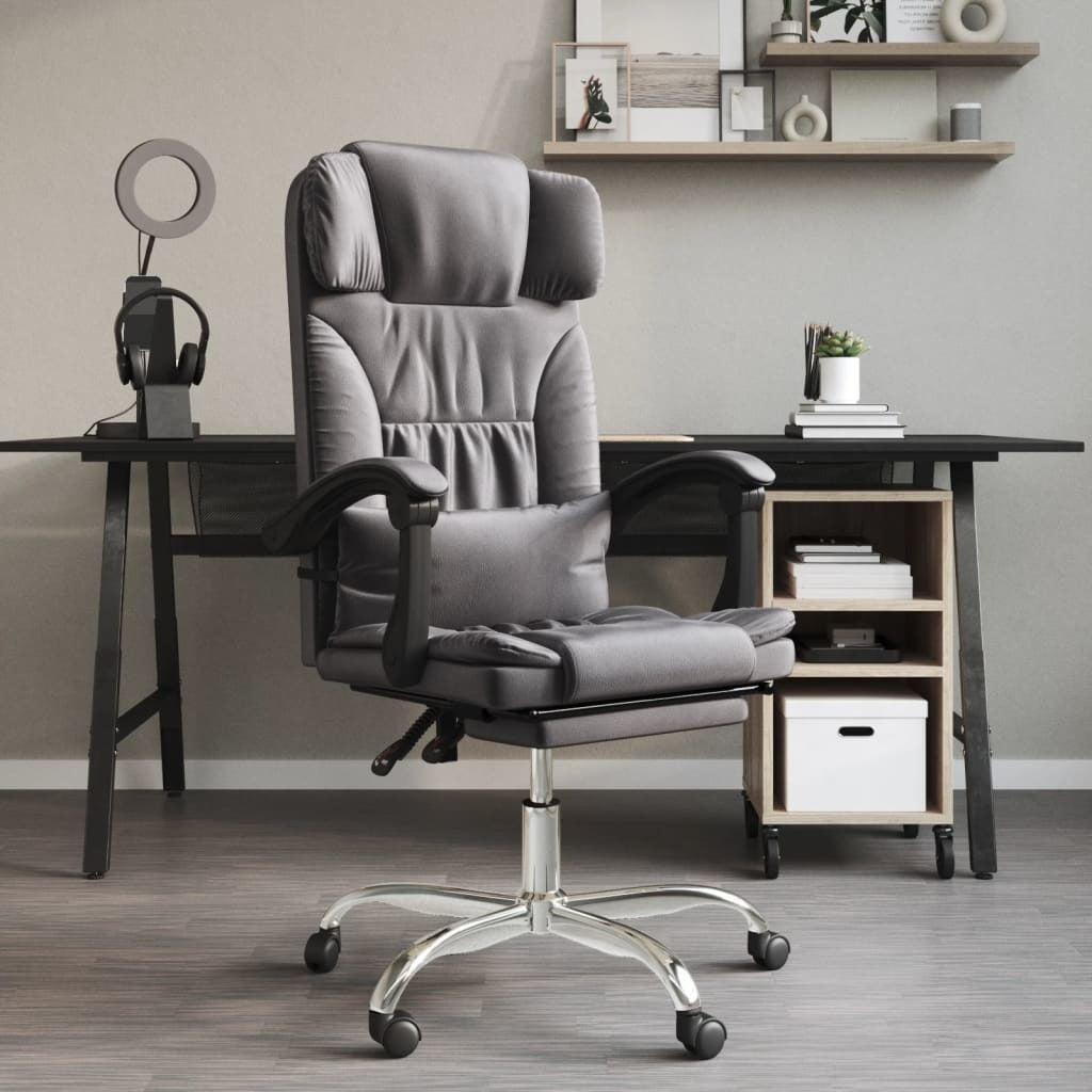 Massage Reclining Office Chair Gray Faux Leather - Divine Heart L.A.