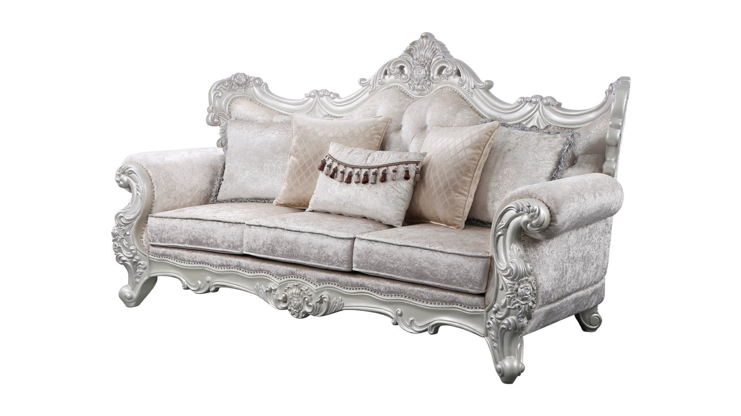 Melrose 2Pc Traditional Living room set in champagne with silver brush - Divine Heart L.A.