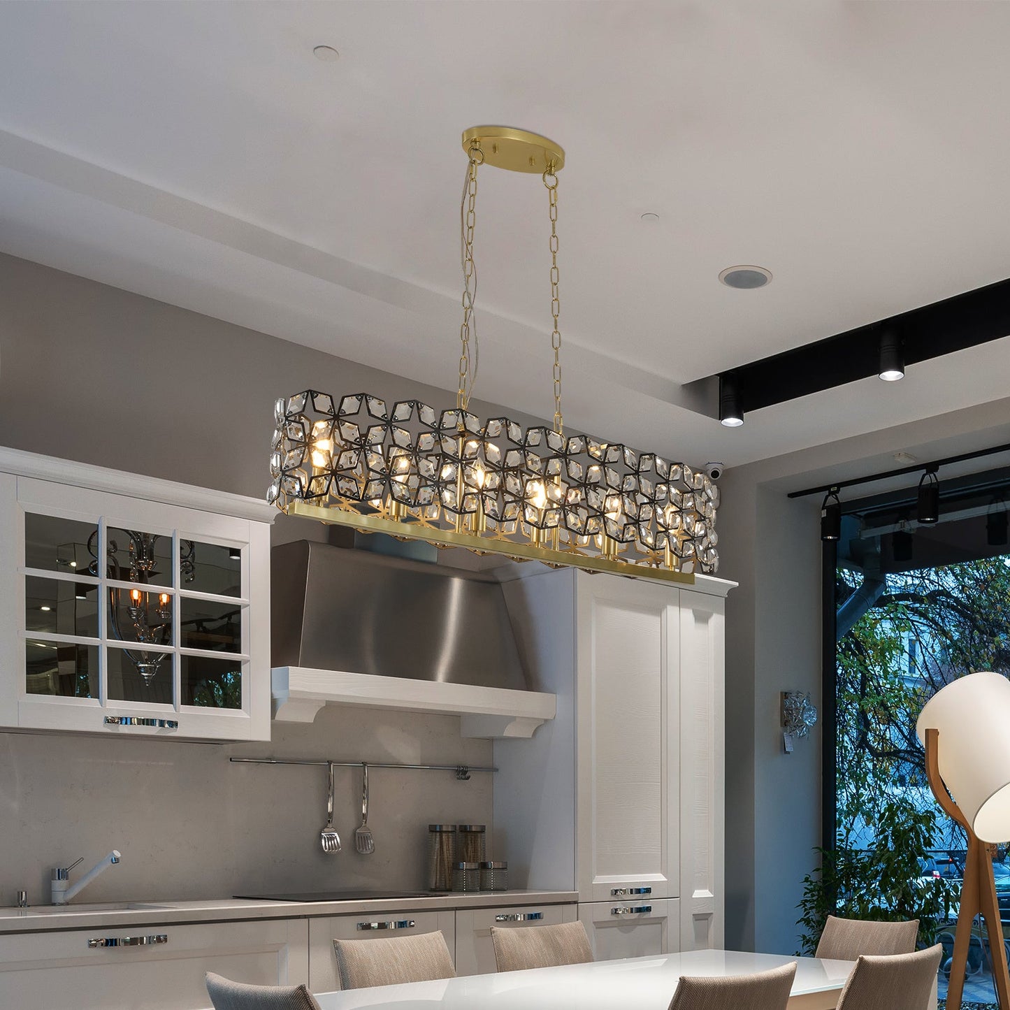 Modern Champagne Gold Oval Crystal ceiling chandelier Luxury Home Decor Light Fixture - Divine Heart L.A.