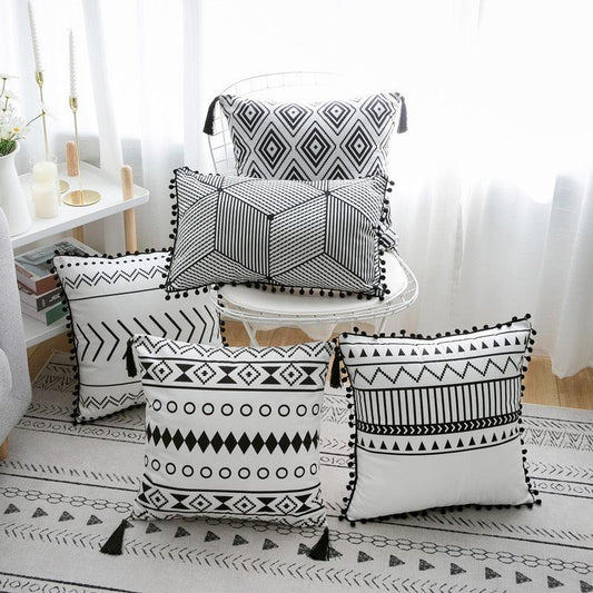 Modern Lines Bohemian Tasseled Throw Pillow Cover Collection - Divine Heart L.A.