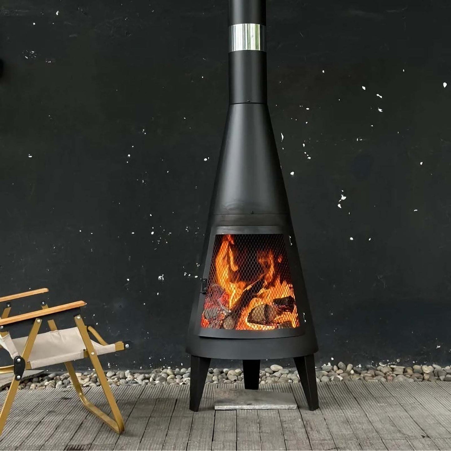 Modern Mesh Chiminea Fireplace - Divine Heart L.A.