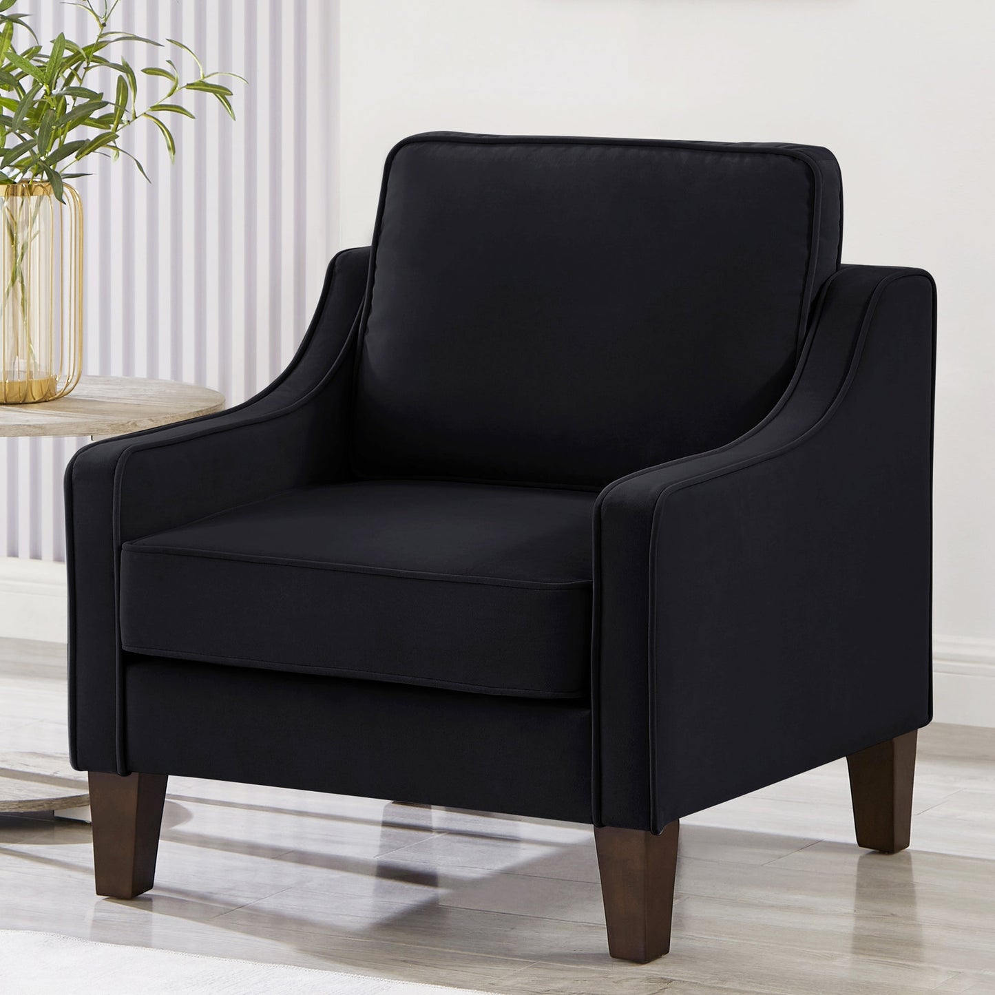 Modern Upholstered Armchair with Wooden Legs - Divine Heart L.A.